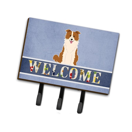 Carolines Treasures Border Collie Red White Welcome Leash or Key Holder BB5700TH68